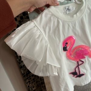Lola + The Boys Kids White Flamingo T-Shirt